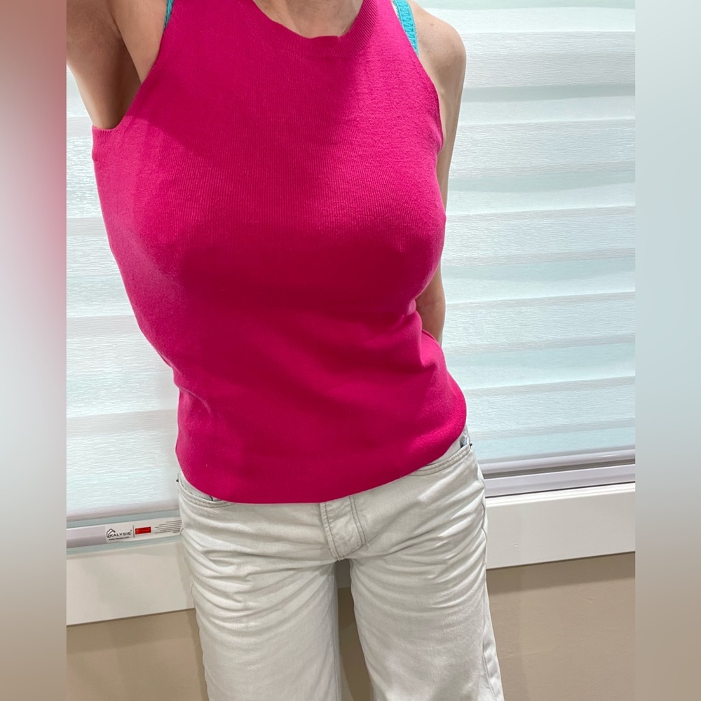 NWT fuscia hot pink sweater knit tank Lucy Paris new with tag size XS round neck - Picture 5 of 11